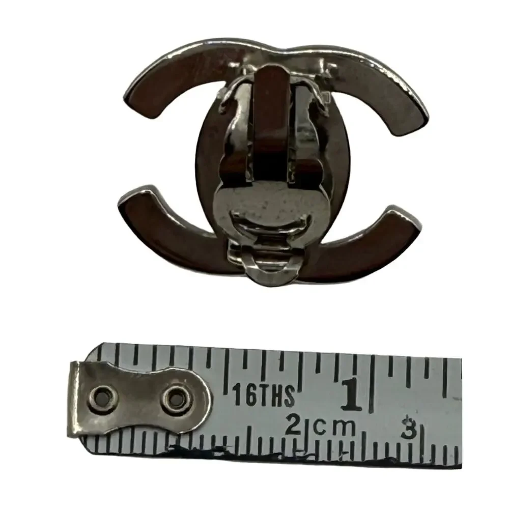 Chanel Rhinestone/Silver 1997 CC Turn lock Earrings